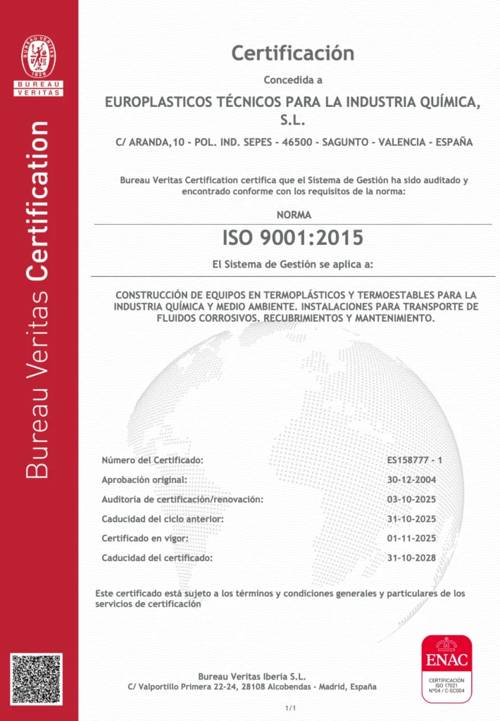 ISO 9001 Europlasticos Tecnicos